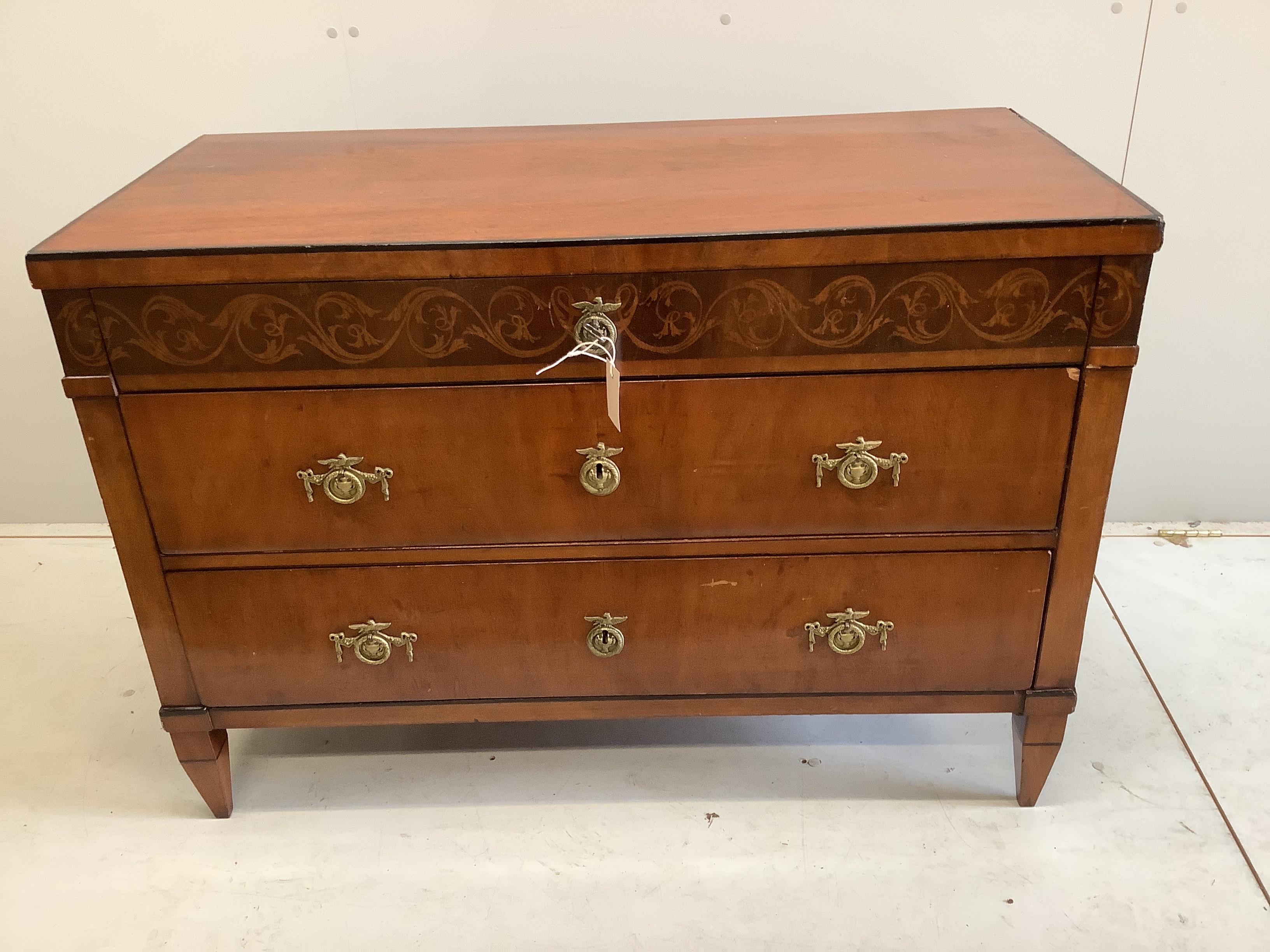 A Biedermeier style mahogany commode, width 112cm, depth 53cm, height 78cm